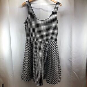 Bobbie Brooks Sleeveless Dress Womens L Black White Polka Dot Fit & Flare Summer
